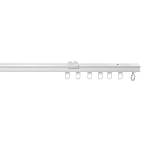 Rail à rideaux simple en métal 1m – Supports plafond inclus – Glisseurs intégrés pour installation rapide – Convient aux rideaux légers et moyens – Mobois