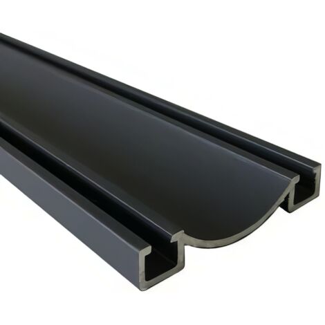 Rail bas aluminium pour placard coulissant - Lg 2m (2000 x 53 x 9 mm, Gris ardoise) HOMEWELL