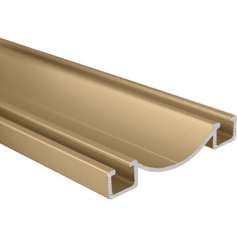 Rail bas aluminium pour placard coulissant - Lg 2m (2000 x 53 x 9 mm, Taupe Beige) HOMEWELL