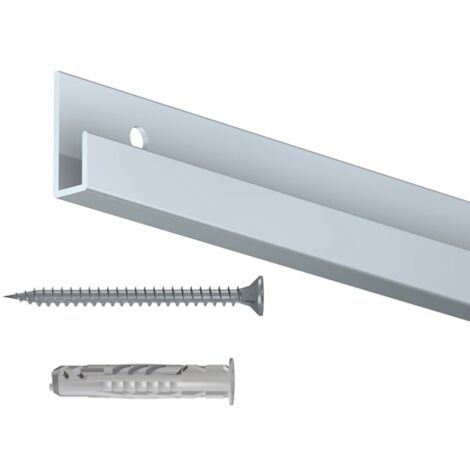 Rail cimaise classic gris 200cm + vis & chevilles murs creux - couleur : gris - typedemur : creux
