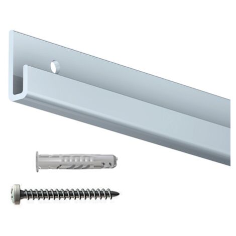 Rail cimaise Classic+ gris + vis & chevilles murs creux - couleur : gris-aluminium - typedemur : creux