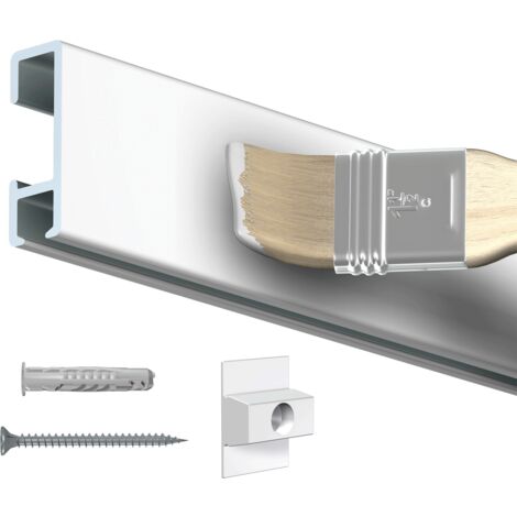 Rail cimaise click 200cm + clips de fixation + vis & chevilles - couleur : blanc primaire, brut à peindre - typedemur : creux