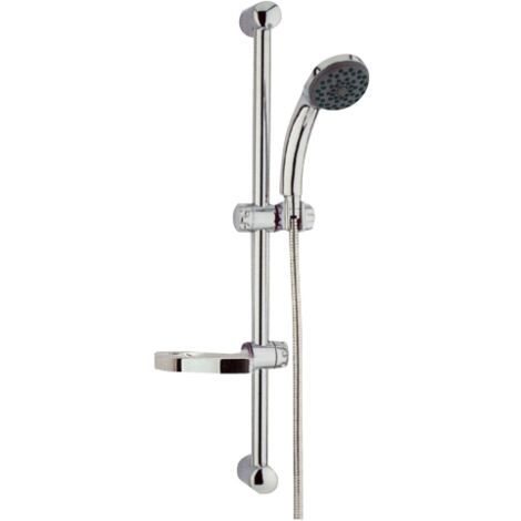 rail coulissant colonne 60 cm pour tringle de douche avec porte-savon et douchette