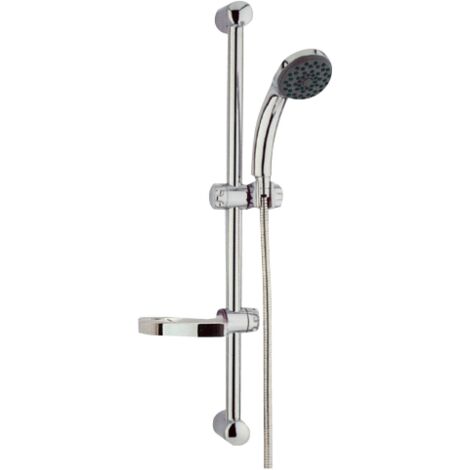 rail coulissant colonne 60 cm pour tringle de douche avec porte-savon et douchette