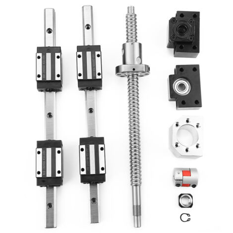 Rail de guidage linéaire 2 pièces HGR15-300mm et 1 vis à billes RM1605-300mm Kit BF12/BK12