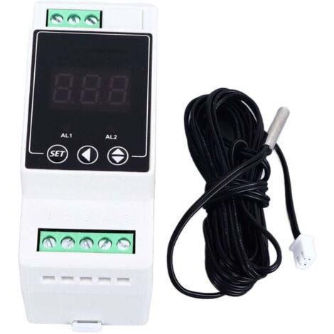 Rail de guidage régulateur de température chauffage refroidissement Thermostat numérique 2 relais sonde cylindrique compteur AC100-240V