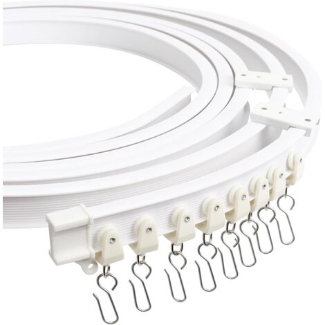Rail de plafond flexible pour rideaux, rail de 3 mètres (9,84 pieds) avec roulettes silencieuses, rail incurvé pour rideaux de plafond, compatible avec les fenêtres, les rideaux de douche et les hôpit
