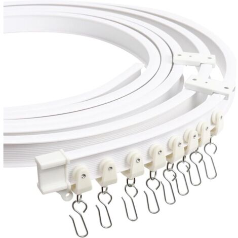 Rail De Plafond Flexible Pour Rideaux, Rail De 3 Mètres (9,84 Pieds) Avec Roulettes Silencieuses, Rail Incurvé Pour Rideaux De Plafond, Rail Pour Rideaux De Fenêtre, Rideaux De Douche, Usage Hospitali