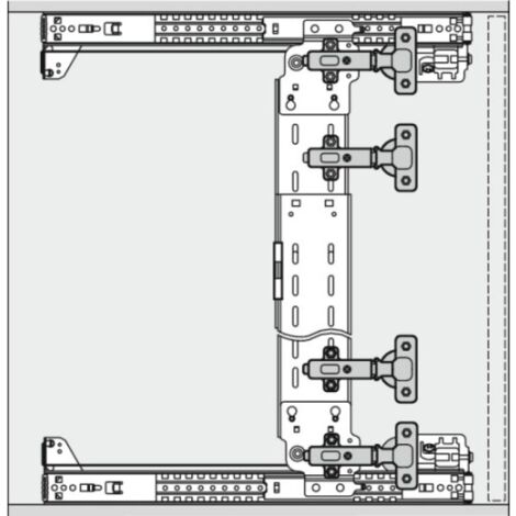 Rail de porte coulissante 2 barres de liaison – Support de charnières noires – Clips inox – Quincaillerie de montage incluse – Accuride