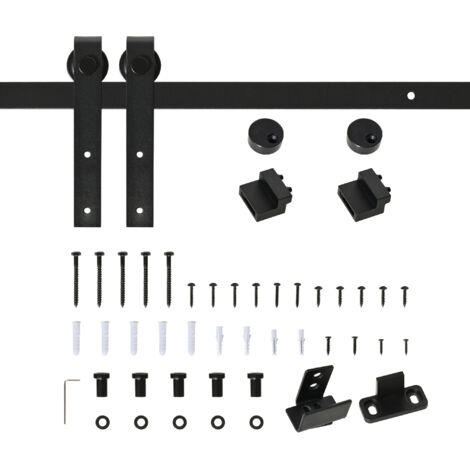 Rail de porte coulissante 200 cm, quincaillerie pour porte de grange simple en acier carbone