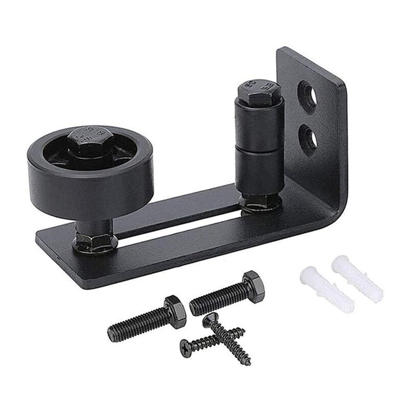 Rail de porte coulissante robuste pour portes de grange, butée en acier au carbone noir 8 en 1, conception à fond affleurant, panneaux de sol et de