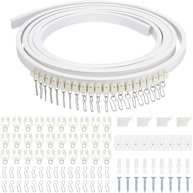 Rail de Rideau de Plafond Incurvé et Flexible Guide de Montage de Rideau avec Rouleaux Silencieux Système de Rail de Rideau Pour Rail de Rideau de