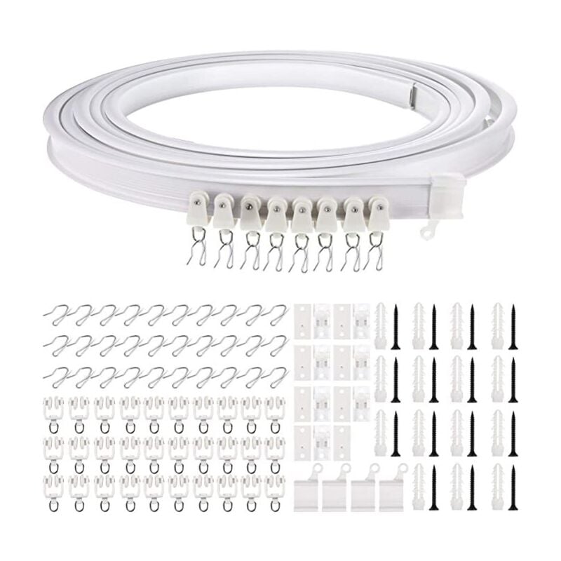 Rail de rideau flexible et incurvé pour plafond, support de tringle simple pliable pour cloison de séparation, fenêtre, plafond ( montage supérieur