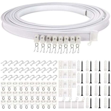 Rail de rideau flexible et incurvé pour plafond, support de tringle simple pliable pour cloison de séparation, fenêtre, plafond ( montage supérieur de 5 mètres)