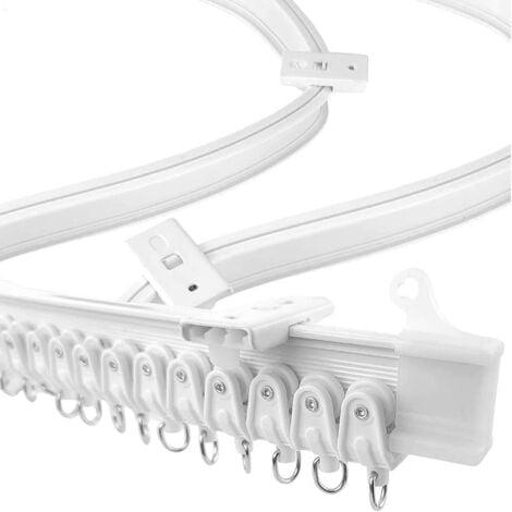 LAFOMUKEA Rail de Rideau Flexible et Pliable de 1 à 5 m for Chambres, balcons, salles de Bains, séparateur de pièce, Plafond, Rail Silencieux, décoration de fenêtre, Accessoire