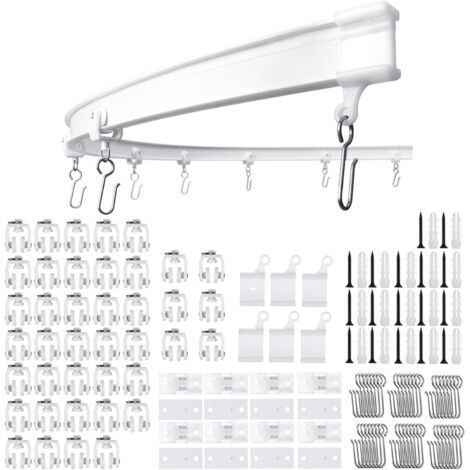 Rail de rideau flexible pour plafond  Rail de rideau incurvé 3M avec roulettes silencieuses  Support pliable pour cloison de douche