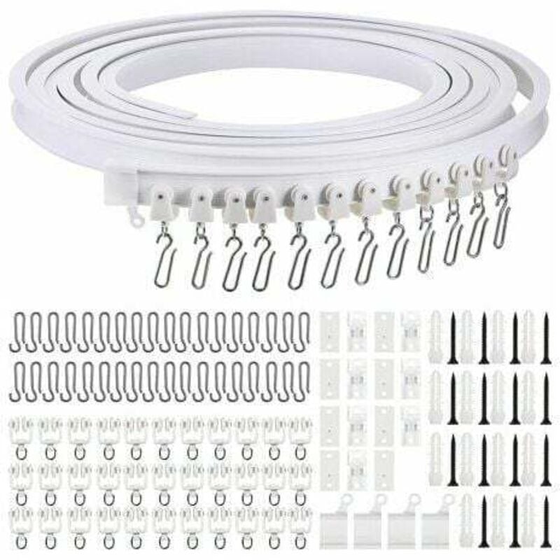 Rail de rideau incurvé au plafond pliable de 5 mètres Rail de rideau incurvé flexible pour rail de rideau souple pour rail de rideau avec crochets de