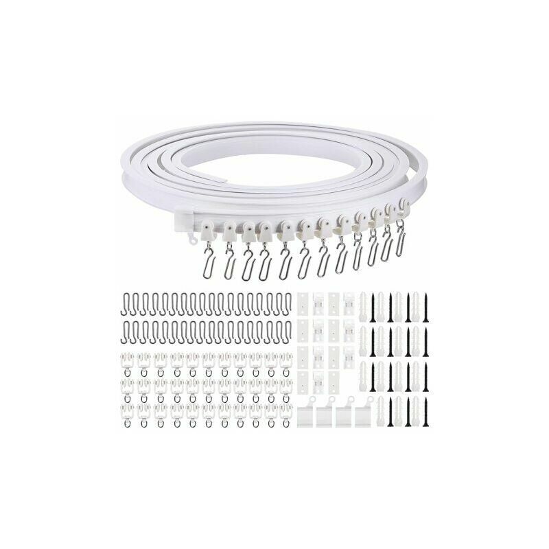 Rail de rideau incurvé au plafond pliable de 5 mètres Rail de rideau incurvé flexible pour rail de rideau souple pour rail de rideau avec crochets de