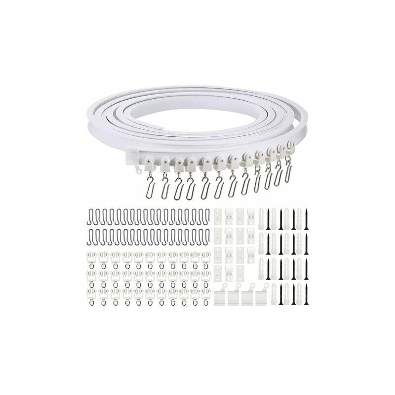 Rail de rideau incurvé au plafond pliable de 5 mètres Rail de rideau incurvé flexible pour rail de rideau souple pour rail de rideau avec crochets de