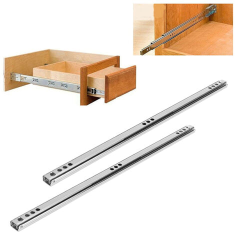 Rail de Tiroir Bidirectionnel Bearing à Billes en Acier Laminé à Froid – Lot de 2 – 342x17mm – Pour Cabinet/Bureau/Armoire – Charge 20kg