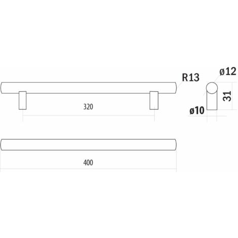 Rail DE-U-8, chrome satiné, 320 mm
