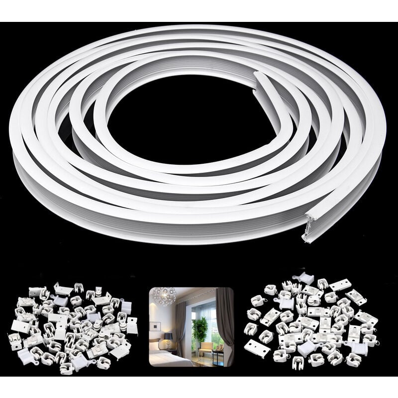 Rail pour rideau classique pliable rail plastique + acier L.5m ouverture centrale Hasaki