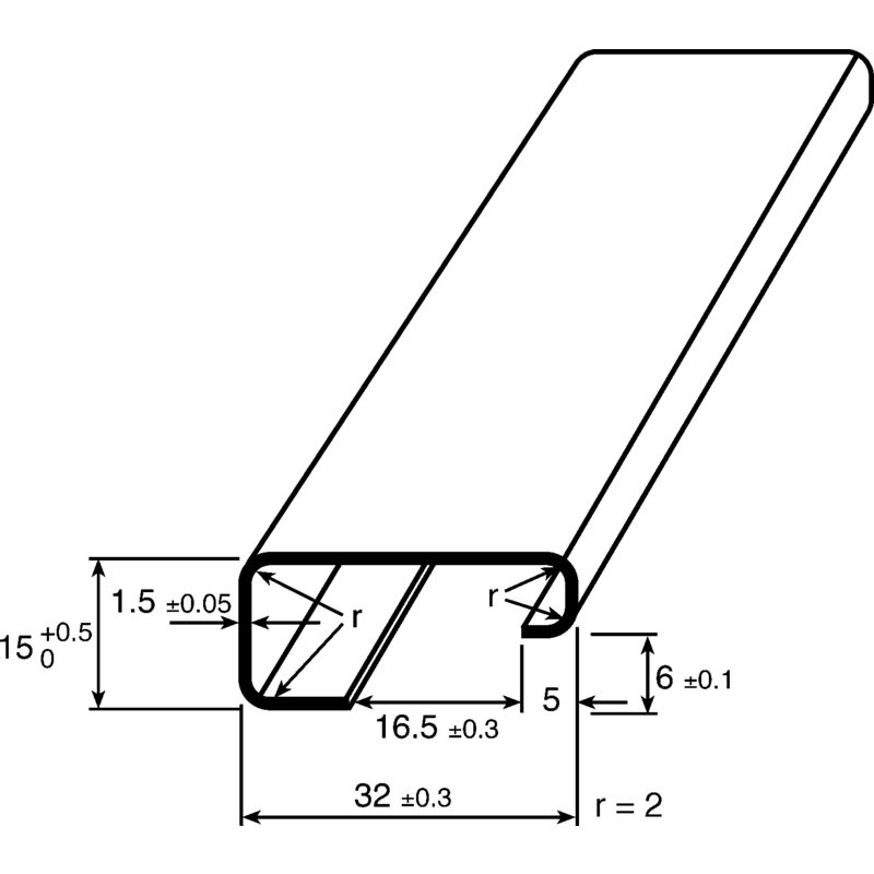 Rail din Rs Pro 1m x 32mm x 15mm, Non fendu, g en Acier ( Prix pour Paquet de 5 )