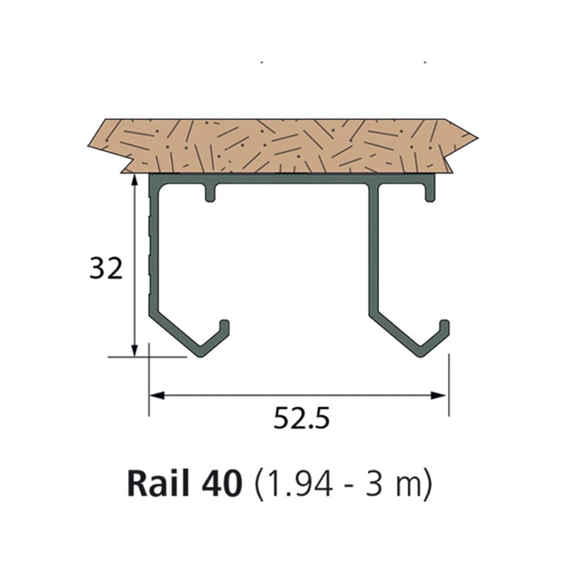 Rail de roulement pour tubel 40 - Longueur : 3000 mm Mantion