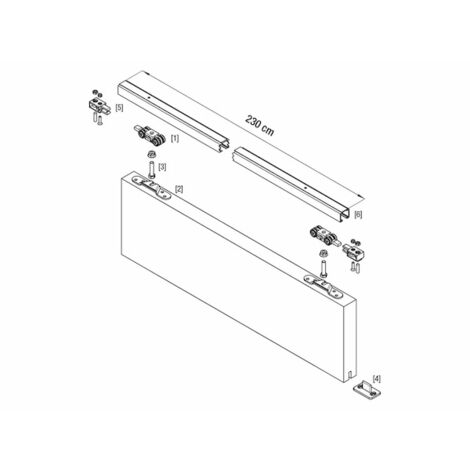 Rail + garniture pour porte coulissante suspendue standard 40KG - Longueur : 2.3 m - Profil U : Oui - KRONA KOBLENZ