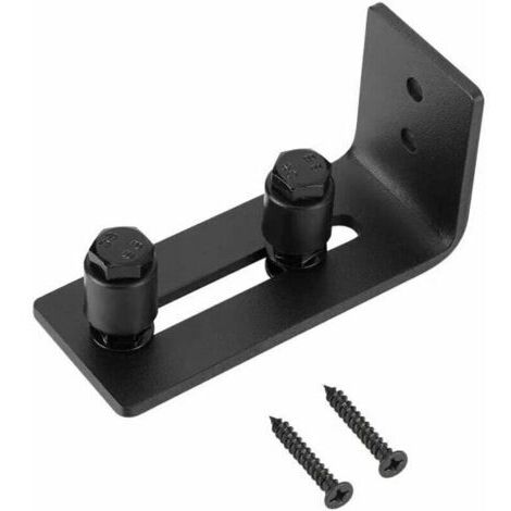 Rail inférieur de porte de grange, guide à rouleau inférieur réglable en acier au carbone, adapté aux portes coulissantes en bois/roulettes de porte noires.