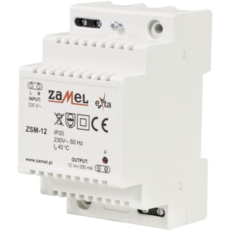 ZAMEL Rail Mounted Stabilised Power Supply 12 VDC ZSM-12