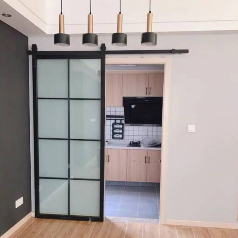 Rail porte coulissante loft/fermière acier noir en applique pour port Secury-t