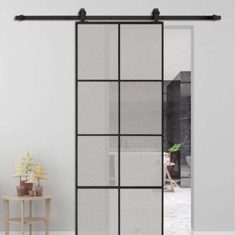 Rail porte coulissante loft/fermière acier noir pour porte en alu ou Secury-t