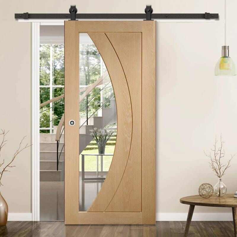 Rail porte coulissante loft/fermière acier noir pour porte en bois Secury-t