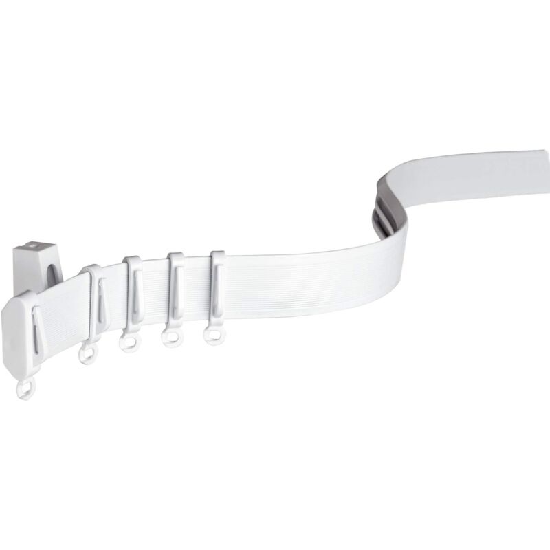 Rail pour Rideaux Flexline, Accessoires Incl., Longueur 400 cm, Hauteur des Rails 29 mm, Plastique, Blanc
