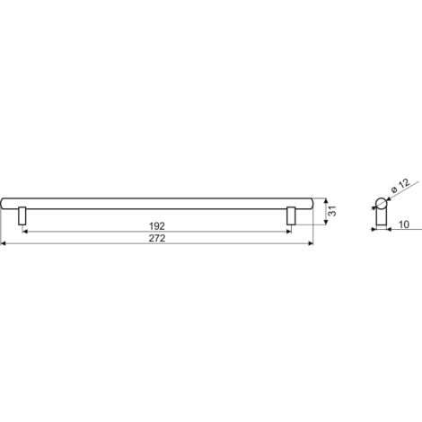Rail RE10, nickel brossé, 192 mm