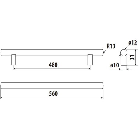 Rail RE10, nickel brossé, 480 mm