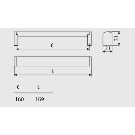 Rail RE21, or brossé, nickel brossé, 160 mm