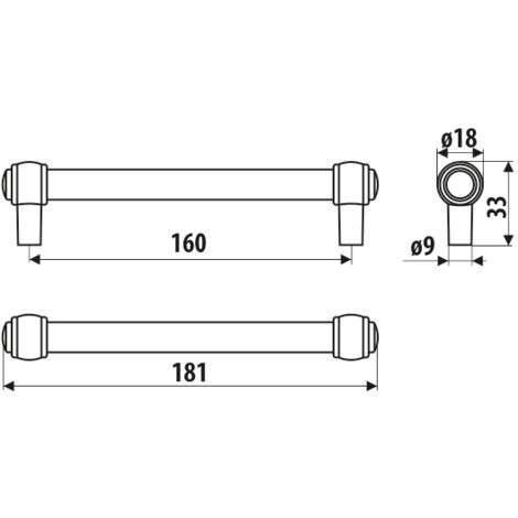 Rail RE23, noir mat, 160 mm