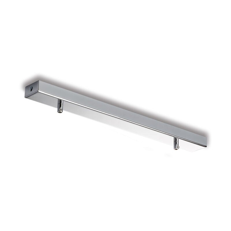 Bonetti Illumina - Rail Rosace rectangulaire multicâbles en fer chromé avec 2 trous L.50 x 5 BL291-BIN2-DM50-CR