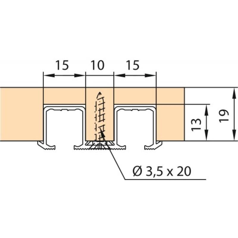Rail Roul.simpl. Alu A V. 2.5m - Hawa