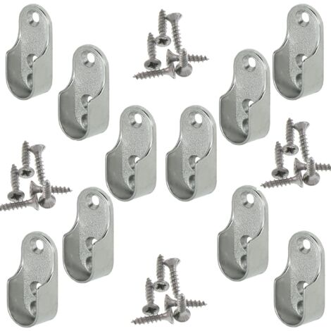 Rail Suspension Meuble Ovale  OVA  10 Pièces - Support de tube d'armoire penderie pour barre ovale  Acier Nickelé  Tringle Cintre Fixation  Support de barre de penderie en métal