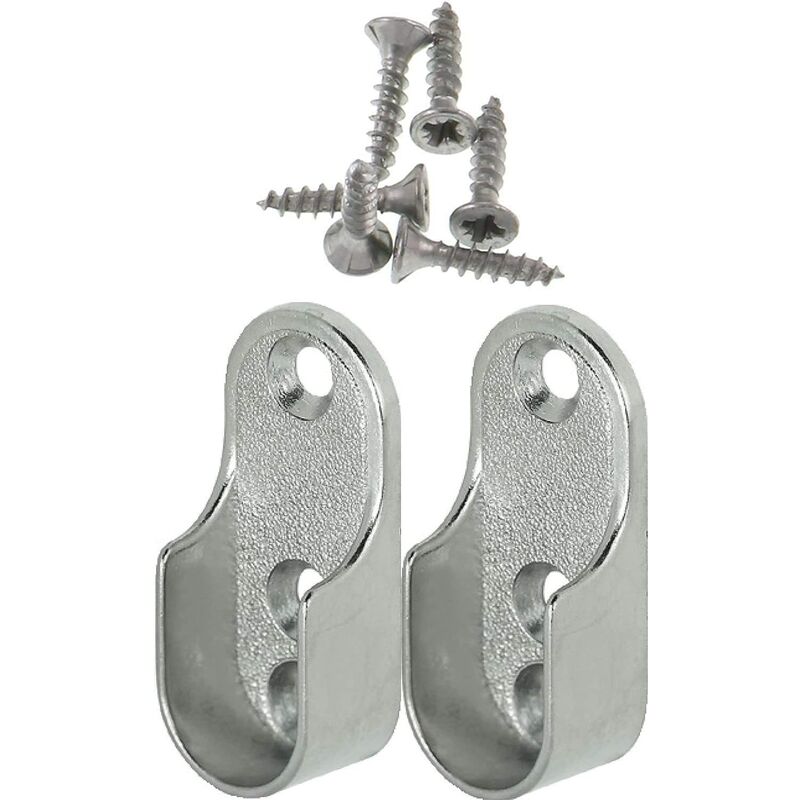 Ersandy - Rail Suspension Meuble Ovale ova 2 Pièces - Support de tube d'armoire penderie pour barre ovale Acier Nickelé Tringle Cintre Fixation