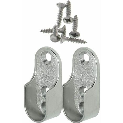 Rail Suspension Meuble Ovale OVA 2 Pièces - Support de tube d'armoire penderie pour barre ovale Acier Nickelé Tringle Cintre Fixation Support de barre de penderie en métal