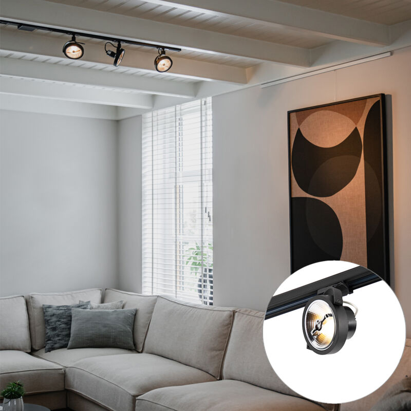 Qazqa Modern Track Lighting With 3 Spotlights Black 1-phase - Iconic Go