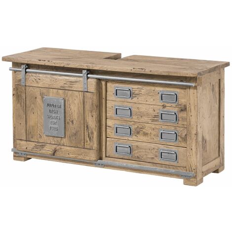 RAILWAY 377 Mobile lavabo in legno di mango - laccato / sbiancato 120x40x60