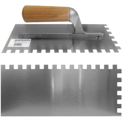Raimondi 183 spatola dentata quadra 28x12 impugnatura in legno cerato