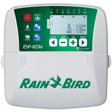 Rain Bird – Programmateur arrosage 4 zones – Écran LCD – Programmation indépendante – Alimentation secteur – Pression réglable - RZXE4I-230
