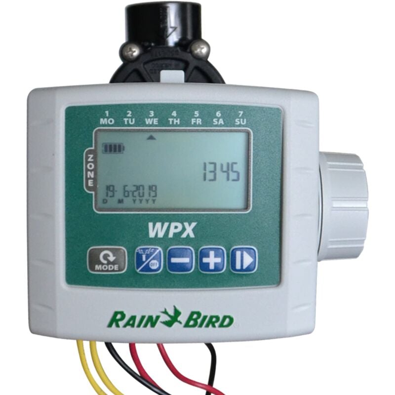 Programmateur Rain Bird WPS1-KIT – 1 Voie avec Électrovanne – À Piles – 4 Programmes, 1 Départ/Programme