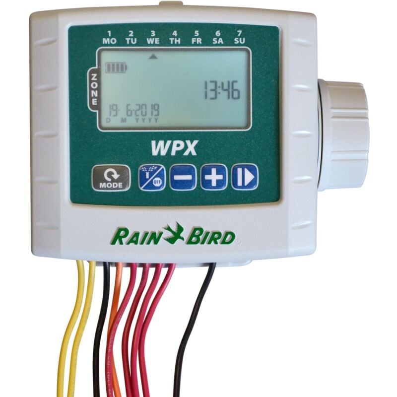 Programmateur WPX4 Rain Bird 1 à 4 Voies – 4 Programmes – 6 Départs/Voie – Alimentation à Piles